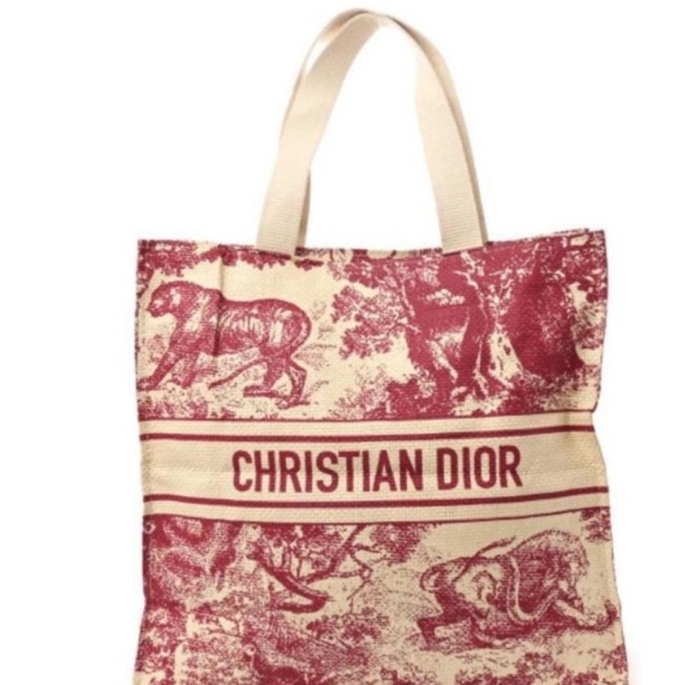 Dior Red and Cream Graphic Tote